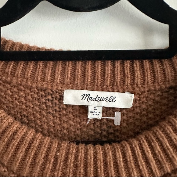 Madewell Polka Dot Crewneck Sweater Dress in Brown and Black Wool Blend - Picture 5 of 6